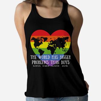 The World Has Bigger Problems Than Boys Who Kiss Boys Lgbt Women Flowy Tank | Crazezy DE