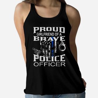 Thin Blue Line Tshirt - Proud Girlfriend Of Police Officer Women Flowy Tank | Crazezy DE