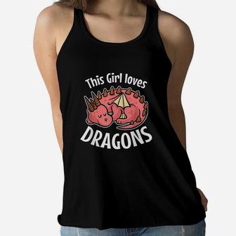 This Girl Loves Dragons Girls Dragon Pajamas Gift Women Flowy Tank | Crazezy AU