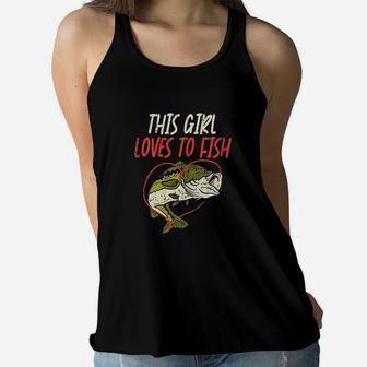 This Girl Loves To Fish Bass Fishing Family Matching Gift Women Flowy Tank | Crazezy CA