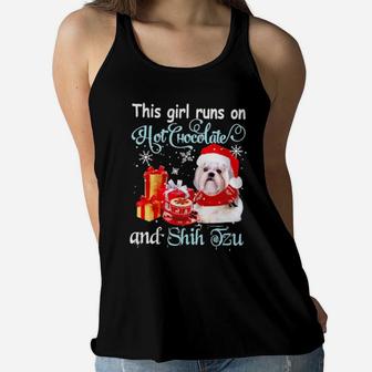 This Girl Runs On Hot Chocolate And Shih Tzu Women Flowy Tank - Monsterry AU