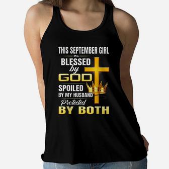 This September Girl Is Blessed By God Spoiled By My Husband Women Flowy Tank | Crazezy