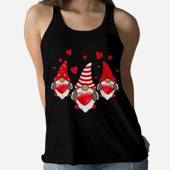 Three Gnomes Holding Hearts Valentine's Day Boys Girls Women Flowy Tank - Monsterry DE