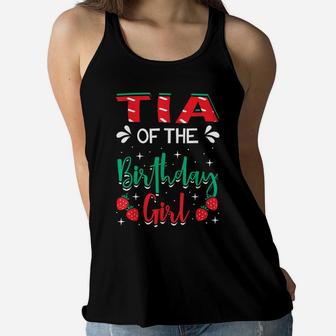 Tia Of The Birthday Girl Strawberry Themed B-Day Party Women Flowy Tank | Crazezy UK