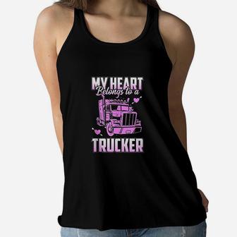 Trucker Wife Boyfriend Truck Driver Ladies Trucker Women Flowy Tank | Crazezy CA