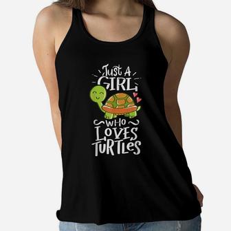Turtle For Girls Who Love Turtles Sea Animal Pet Lover Gift Women Flowy Tank | Crazezy