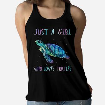 Turtle Watercolor Sea Ocean Just A Girl Who Loves Turtles Women Flowy Tank | Crazezy