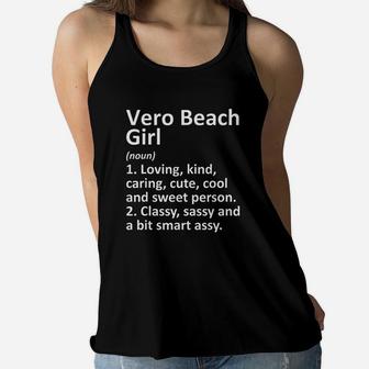 Vero Beach Girl Definition Florida Funny City Home Roots Gift Women Flowy Tank - Thegiftio UK