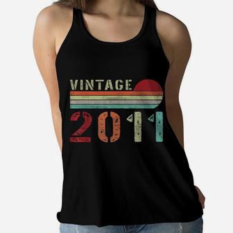 Vintage 2011 Funny 11 Years Old Boys And Girls 11Th Birthday Women Flowy Tank | Crazezy UK