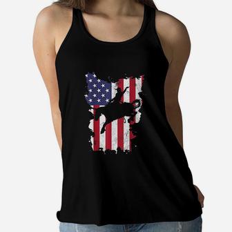 Vintage 4Th Of July Usa Flag Rodeo Cowboy Horse Women Flowy Tank | Crazezy
