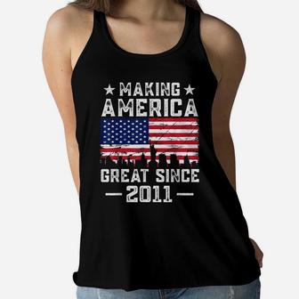 Vintage Making American Flag Great Since 2011 Bday Boy Girl Women Flowy Tank | Crazezy DE