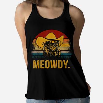 Vintage Meowdy T-Shirt Cowboy Cat Gift Women Flowy Tank | Crazezy