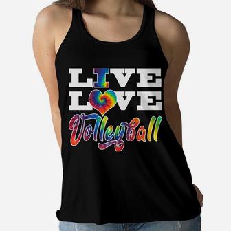 Volleyball Hoodie Live Love Tie Dye Look For Girls Teens Women Flowy Tank | Crazezy