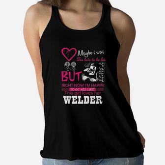 Welder Wife Girlfriend Gift This Girl Loves Her Welder Wifey Women Flowy Tank | Crazezy