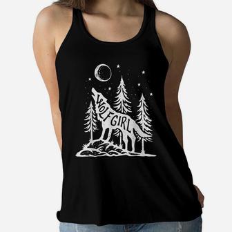 Wolf Girl Who Loves Wolves Funny Animal Lovers Gifts Women Women Flowy Tank | Crazezy