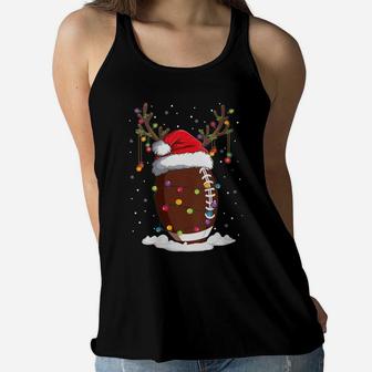 Womens Christmas Football Reindeer Funny Santa Hat Xmas Kids Gift Women Flowy Tank | Crazezy