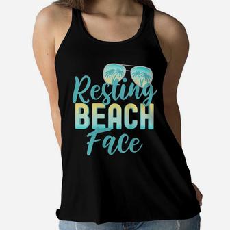 Womens Girls Trip Girls Weekend Friends Funny Resting Beach Face Women Flowy Tank | Crazezy UK