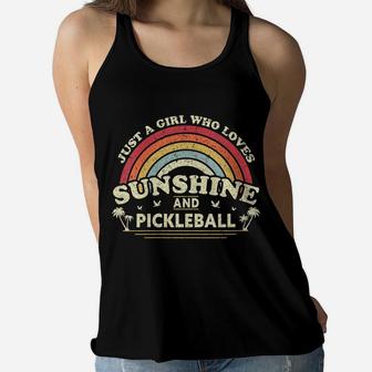 Womens Pickleball Shirt A Girl Who Loves Sunshine And Pickleball Women Flowy Tank | Crazezy