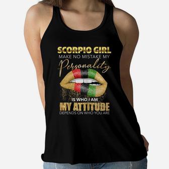 Womens Scorpio Girl Womens Melting Lips Black Zodiac Birthday Women Flowy Tank | Crazezy