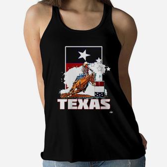 Womens Texas Rodeo Barrel Racing Cowgirl Horse Racer Souvenir Women Flowy Tank - Monsterry