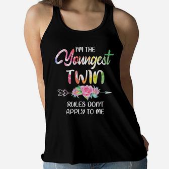 Womens Youngest Twin Shirt Girls Women Little Sister Matching Twins Women Flowy Tank | Crazezy DE