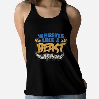 Wrestle Like A Beast Wrestling Workout Girls Boys Women Flowy Tank | Crazezy DE