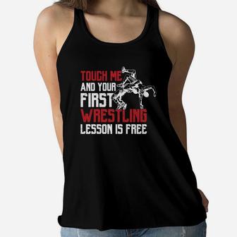 Wrestling For Boys Touch Me First Lesson Free Women Flowy Tank - Thegiftio UK