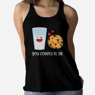 You Complete Me Milk And Cookie Valentine Gift Happy Valentines Day Women Flowy Tank - Seseable