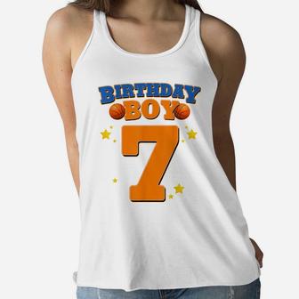 7Th Birthday Boy Shirt Basketball 7 Years Old Kids Gift Women Flowy Tank | Crazezy UK