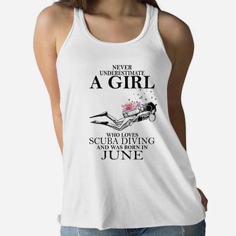 A Girl Who Loves Scuba Diving And Was Born In June Women Flowy Tank - Thegiftio UK