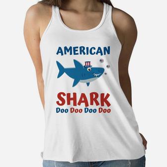 American Shark Doo Doo Shirt For Kids Women Men 4Th Of July Women Flowy Tank | Crazezy