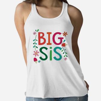Big Sis Girls Cute Sister Announcement Gift Women Flowy Tank | Crazezy DE