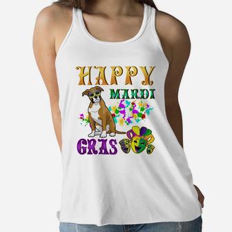 Boxer Dog Breed Happy Mardi Gras Festival Women Flowy Tank - Seseable