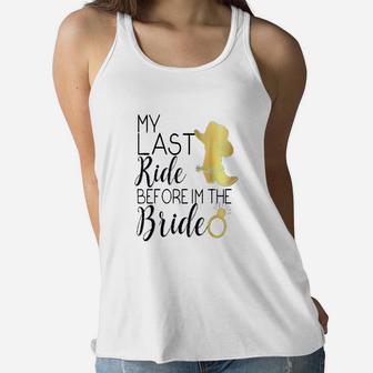 Bride Last Ride Cowgirl Boot Wedding Bachelorette Hen Women Flowy Tank | Crazezy CA