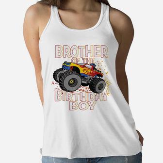 Brother Of The Birthday Boy Monster Truck Boys Party Women Flowy Tank | Crazezy CA