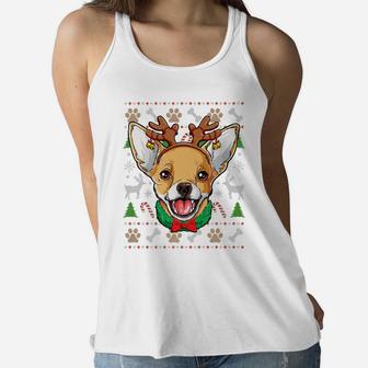Chihuahua Ugly Christmas Reindeer Antlers Xmas Girls Kids Women Flowy Tank | Crazezy