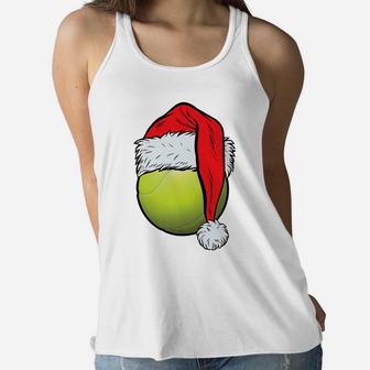 Christmas Tennis Ball Santa Hat Funny Sport Xmas Boys Kids Women Flowy Tank | Crazezy