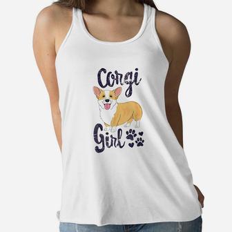 Corgi Girl Women Flowy Tank | Crazezy