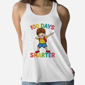 Dabbing Boy 100 Day Smarter Happy 100Th Day Of School Gift Women Flowy Tank | Crazezy CA