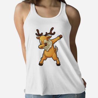 Dabbing Reindeer Christmas Funny Deer Xmas Dab Gifts Boys Women Flowy Tank | Crazezy CA