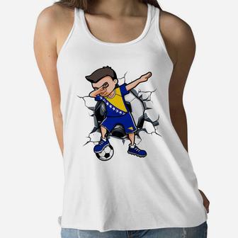 Dabbing Soccer Boy Bosnia Herzegovina Football Fans Jersey Women Flowy Tank | Crazezy
