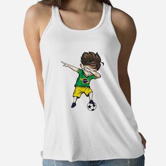 Dabbing Soccer Boy Brazil Women Flowy Tank | Crazezy CA