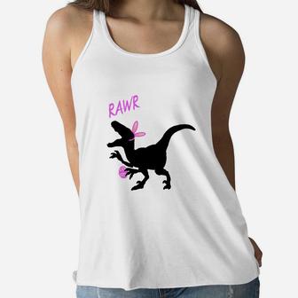 Dinosaur Easter For Boys Toddlers Bunny Ears And Egg Women Flowy Tank - Thegiftio UK