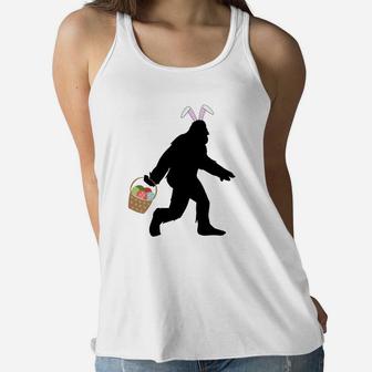 Easter Funny Bigfoot Bunny Ears Egg Basket Kids Gift Women Flowy Tank - Thegiftio UK