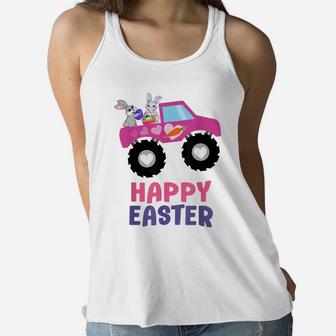Easter Truck Bunny Eggs For Kids Boys Girls Happy Easter Women Flowy Tank | Crazezy CA