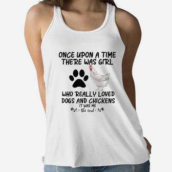 Funny Chicken There Was Girl Who Loved Dogs Chickens Women Flowy Tank | Crazezy AU