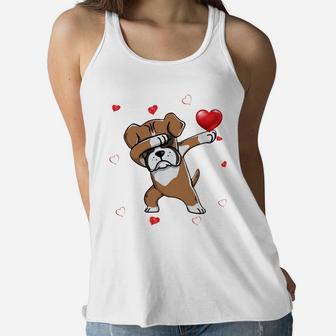 Funny Dabbing Boxer Dog Breeds Valentines Day Gift Women Flowy Tank - Seseable