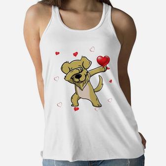 Funny Dabbing Golden Retriever Dog Breeds Valentines Day Gift Women Flowy Tank - Seseable