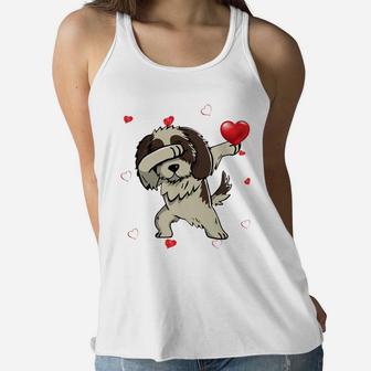Funny Dabbing Shih Tzu Dog Breeds Valentines Day Gift Women Flowy Tank - Seseable
