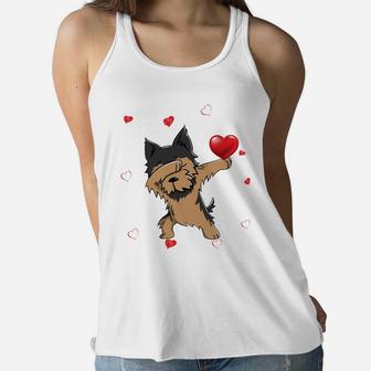 Funny Dabbing Yorkshire Terrier Dog Breeds Valentines Day Gift Women Flowy Tank - Seseable